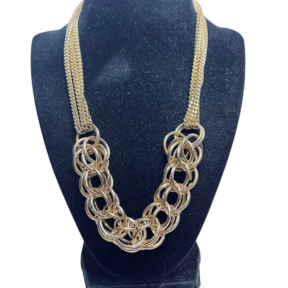 Nicole Chunky Gold Tone Curb Chain Bib Necklace (5551) - Picture 1 of 5
